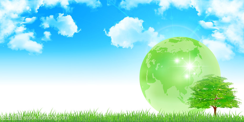 地球樹 以新鮮綠色為背景的環保行動